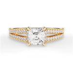 Jessica Asscher Cut Lab Grown Diamond 18Kt Yellow Gold Engagement Ring