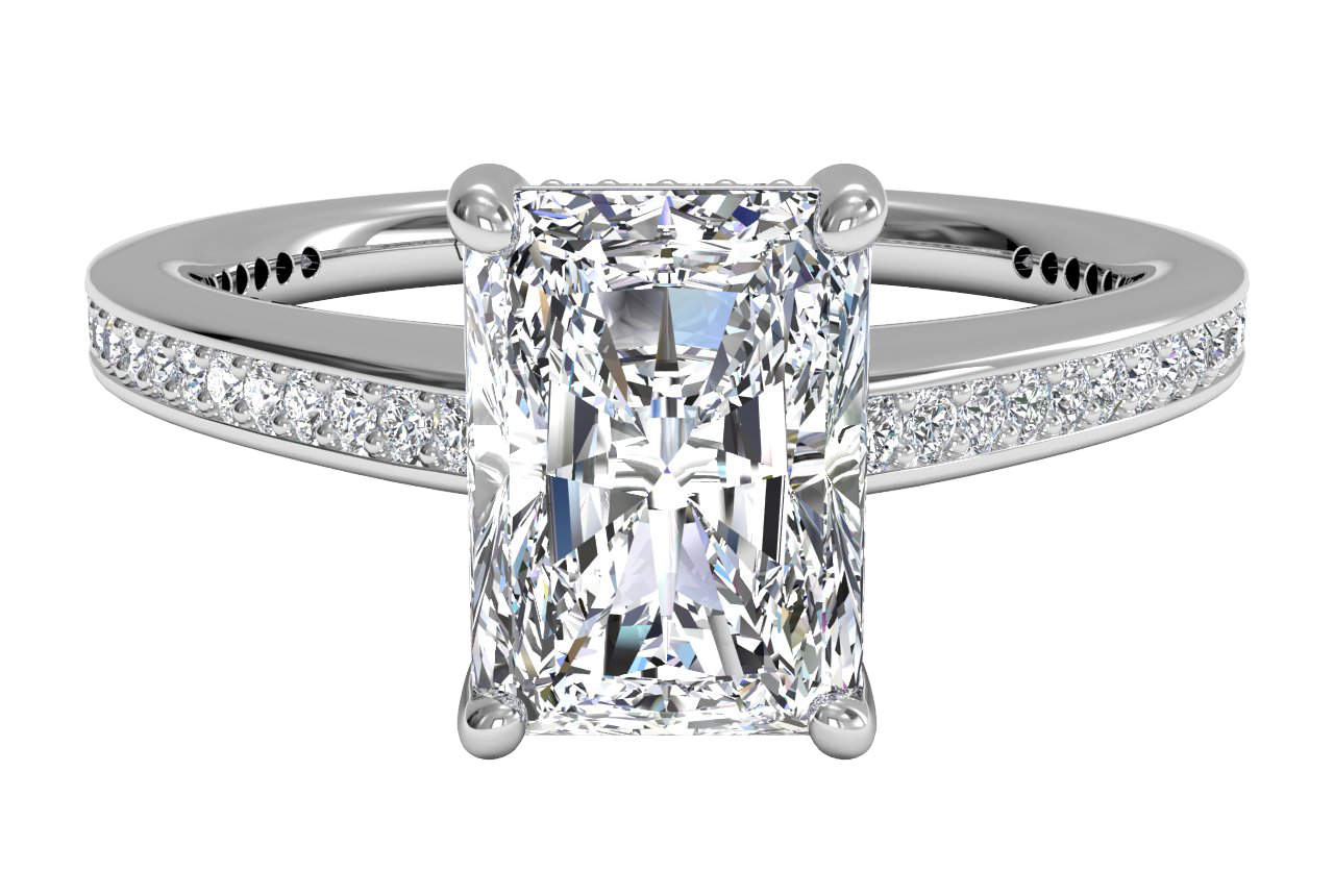 Judith Radiant Cut Lab Grown Diamond 14Kt White Gold Engagement Ring