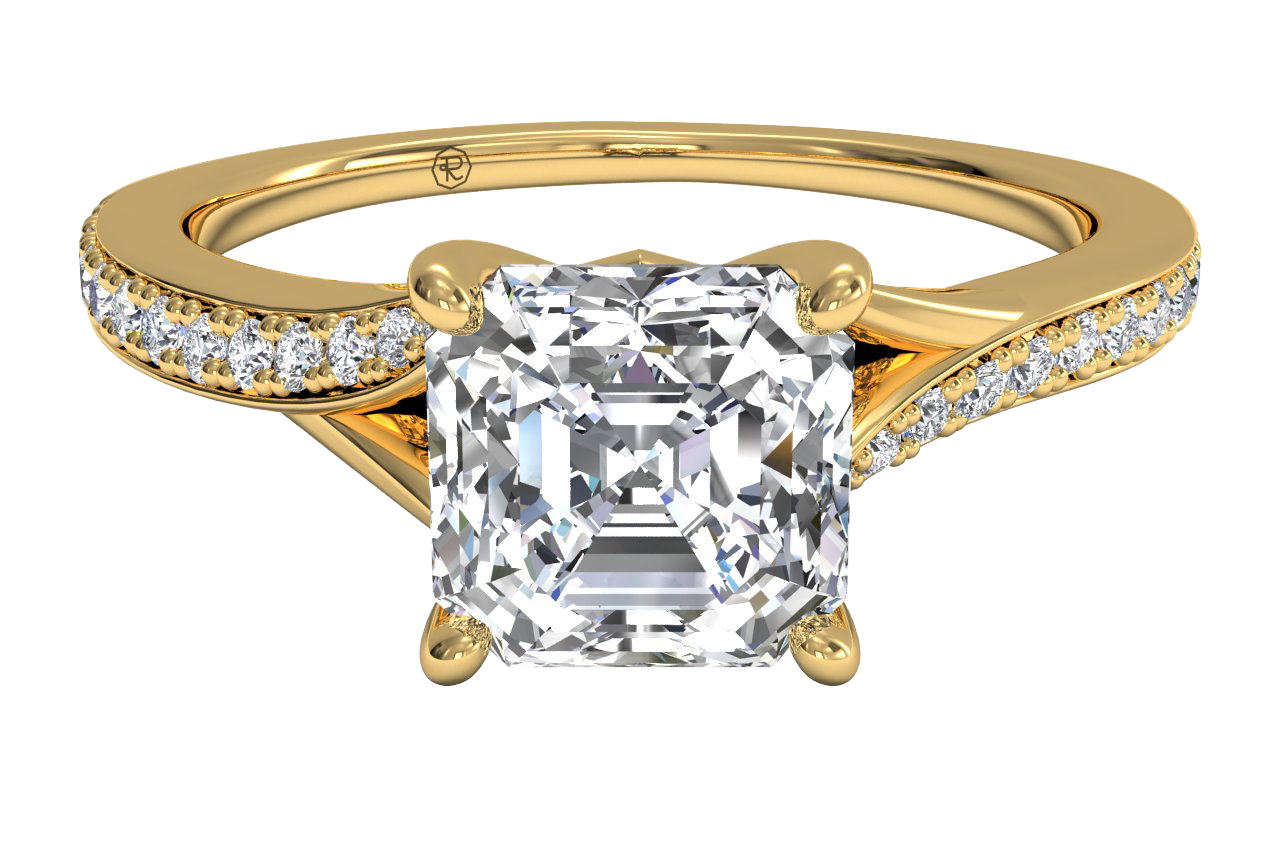 Elise Asscher Cut Lab Grown Diamond 18Kt Yellow Gold Engagement Ring