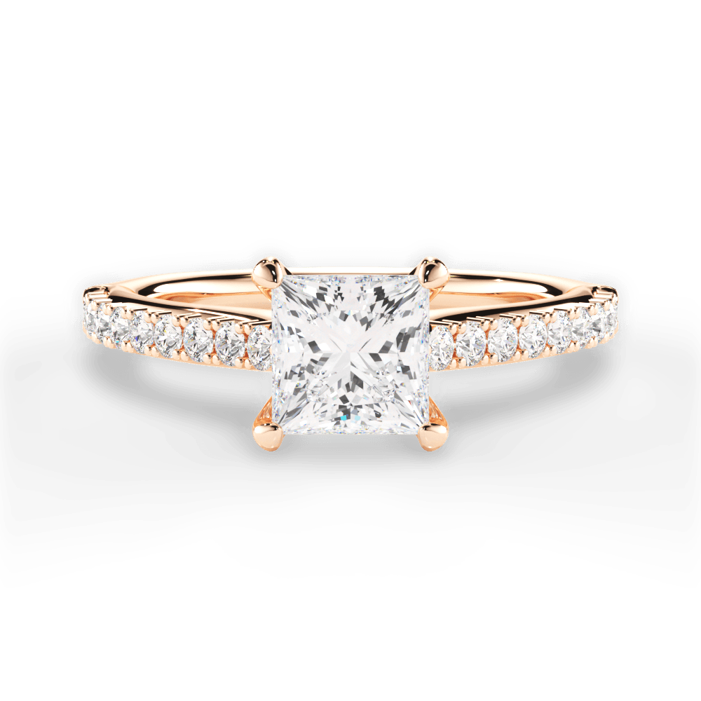 Frances Princess Cut Lab Grown Diamond 18Kt Rose Gold Engagement Ring