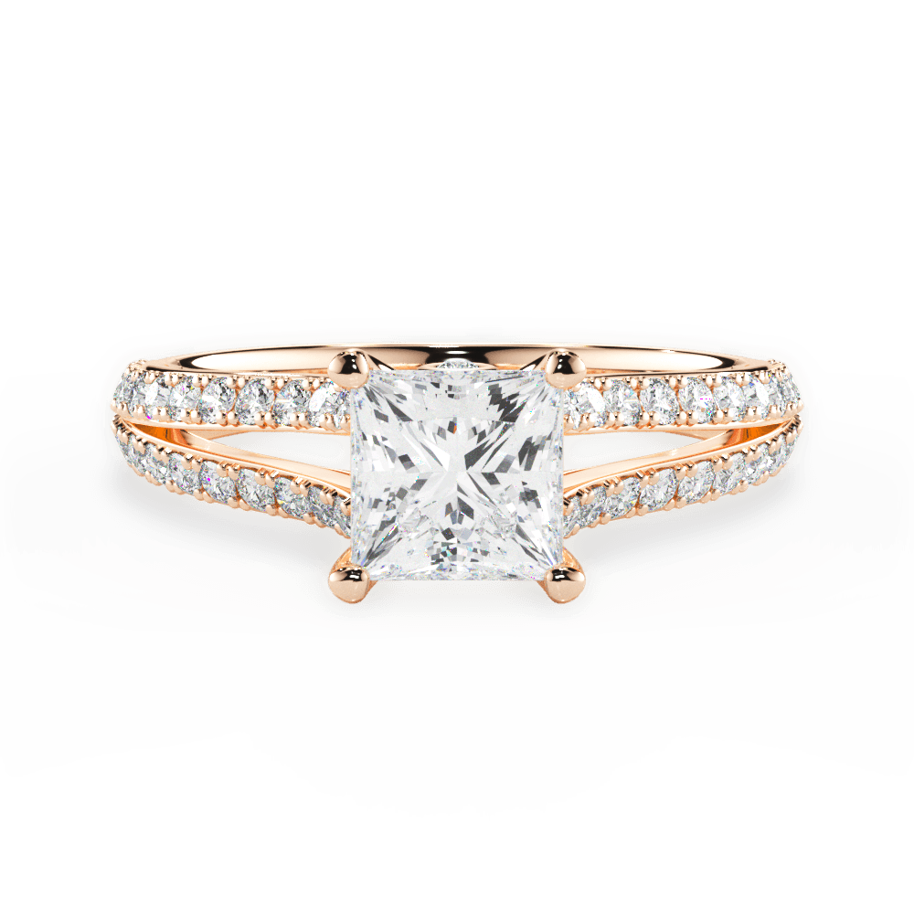 Kendra Princess Cut Lab Grown Diamond 18Kt Rose Gold Engagement Ring