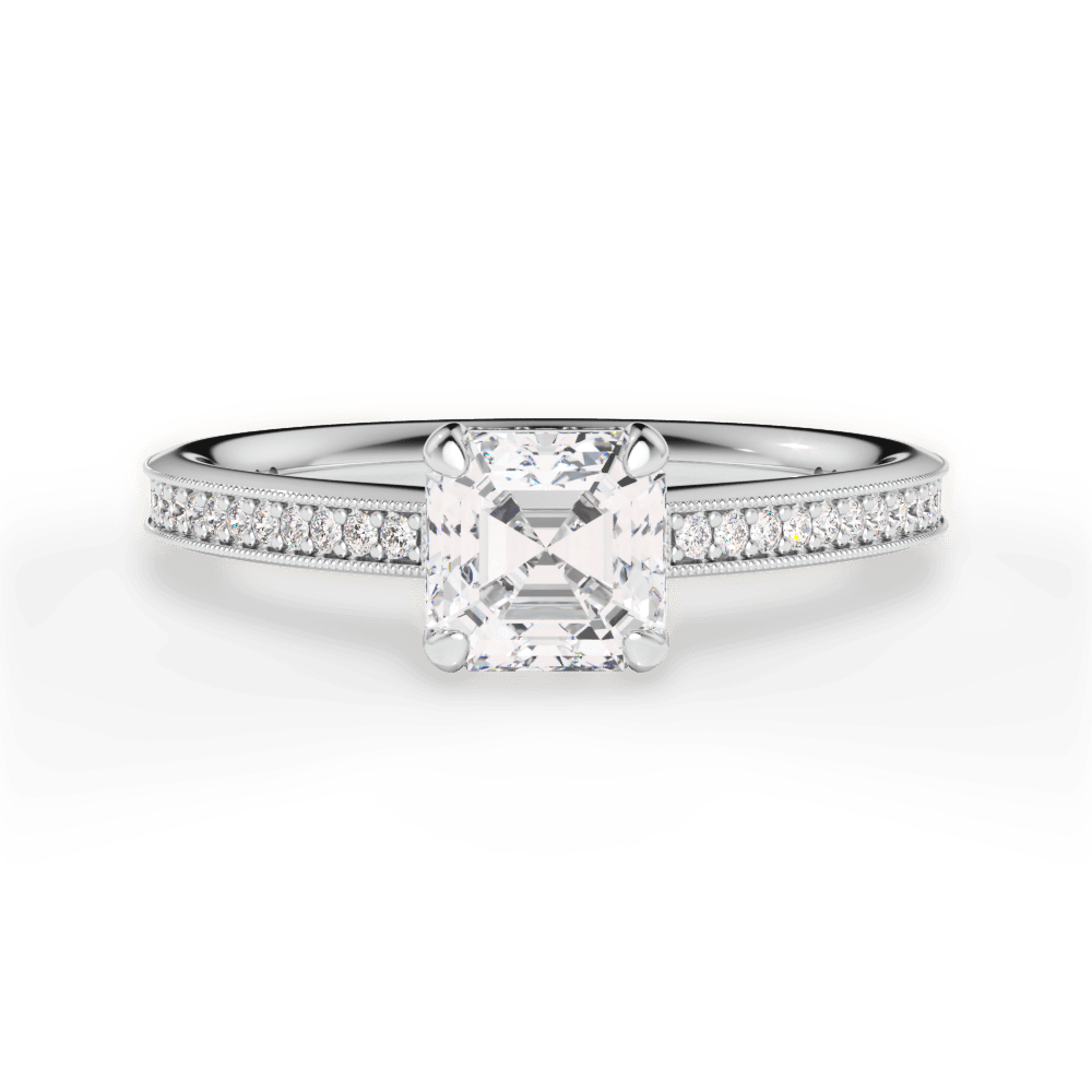 Janet Asscher Cut Lab Grown Diamond 14Kt White Gold Engagement Ring