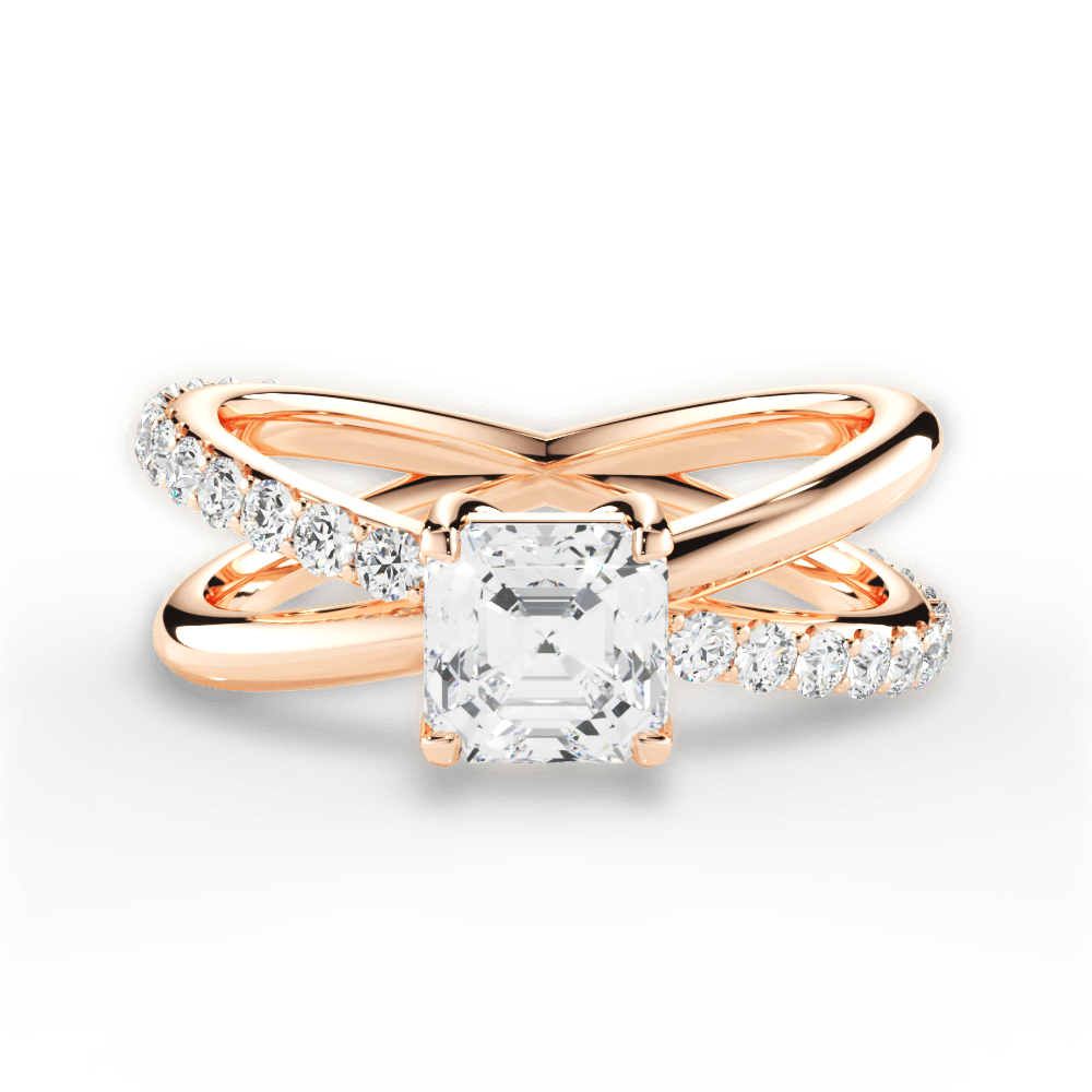 Jennifer Asscher Cut Lab Grown Diamond 18Kt Rose Gold Engagement Ring