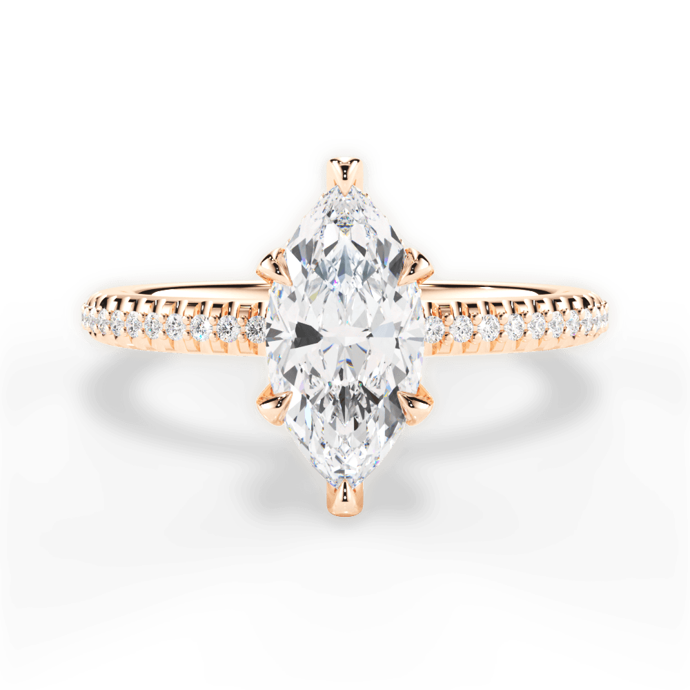 Helen Marquise Cut Lab Grown Diamond 18Kt Rose Gold Engagement Ring