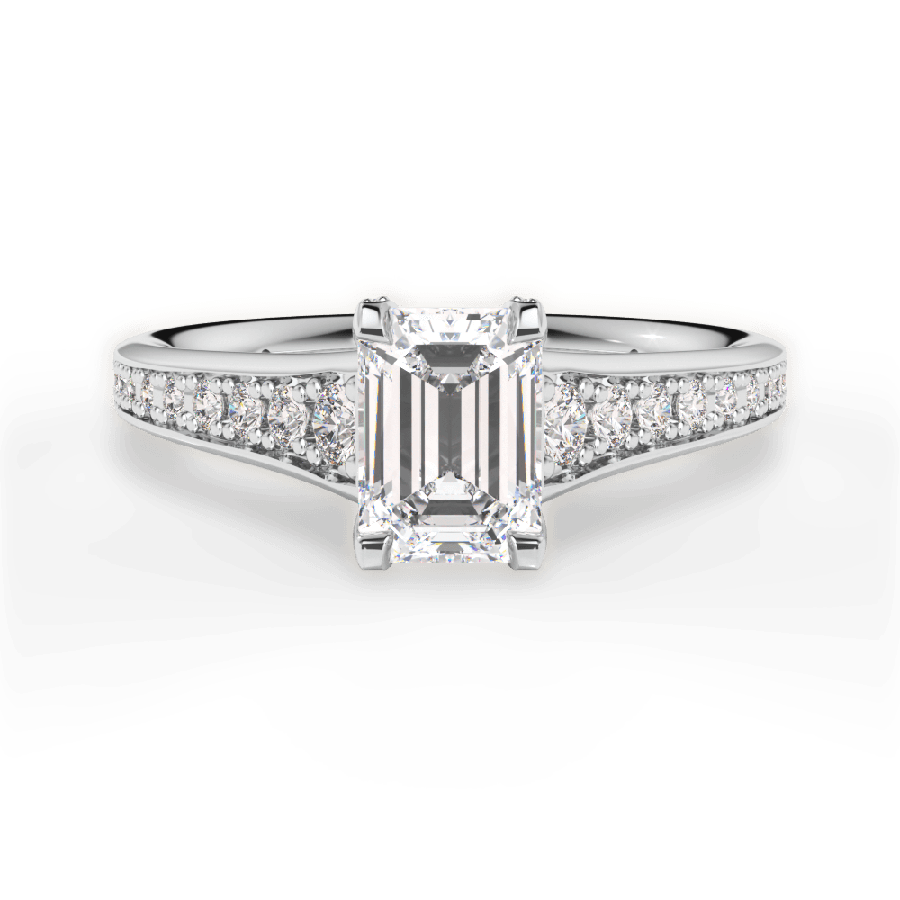 Leslie Emerald Cut Lab Grown Diamond 14Kt White Gold Engagement Ring