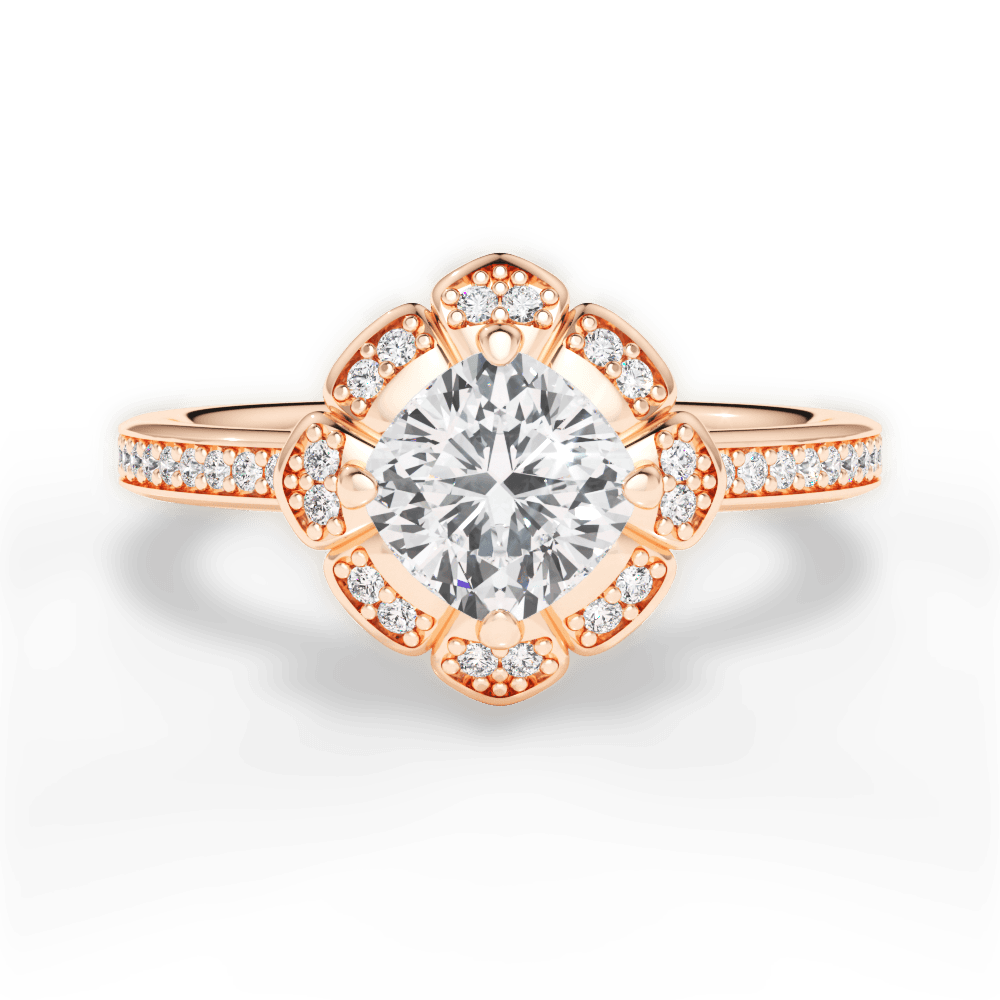 Hayley Cushion Cut Lab Grown Diamond 18Kt Rose Gold Engagement Ring