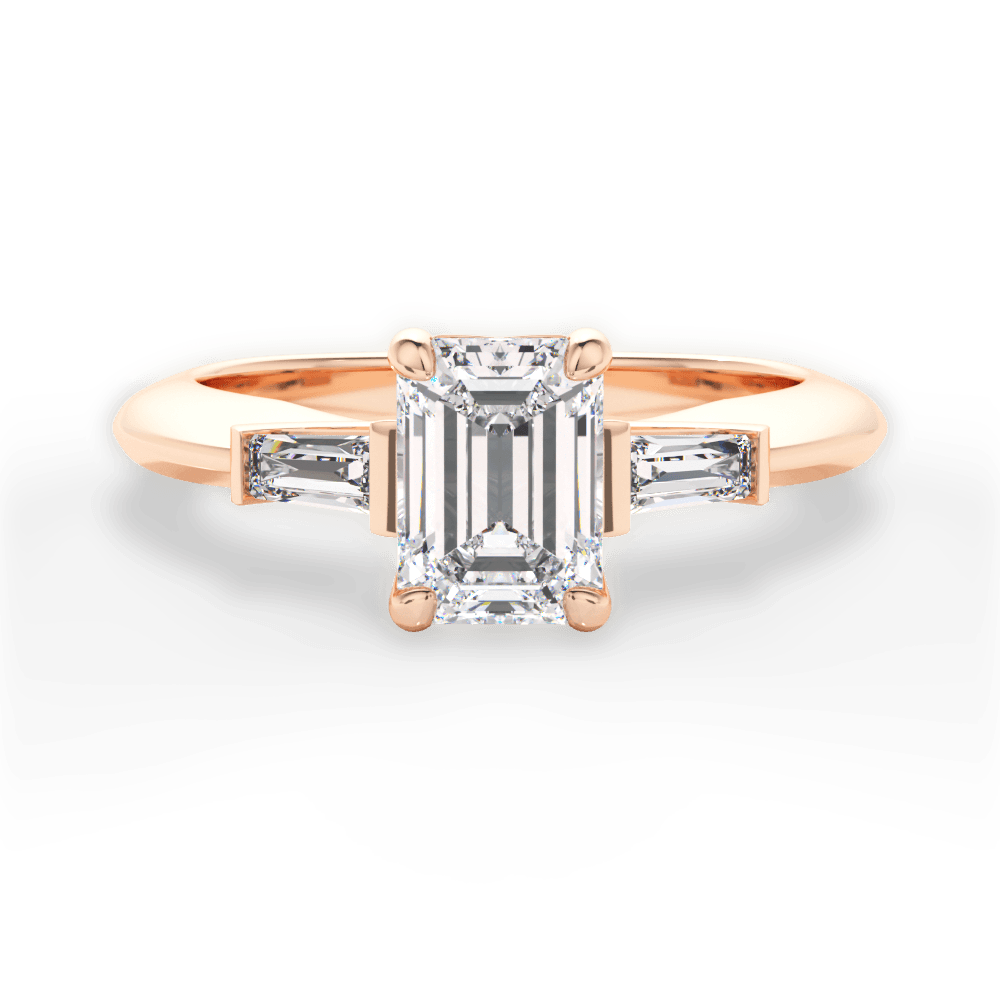 Emily Emerald Cut Lab Grown Diamond 18Kt Rose Gold Engagement Ring