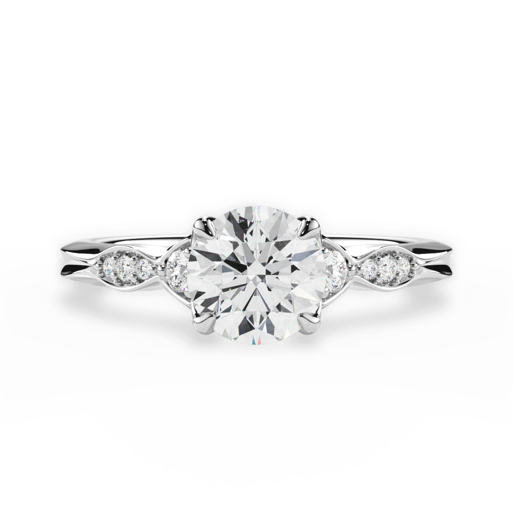 Cassie Round Cut Lab Grown Diamond 14Kt White Gold Engagement Ring