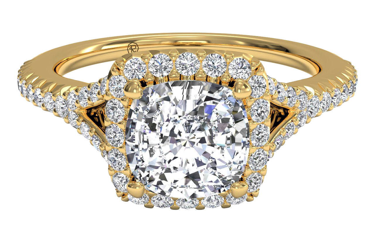 Judy Cushion Cut Lab Grown Diamond 18Kt Yellow Gold Engagement Ring