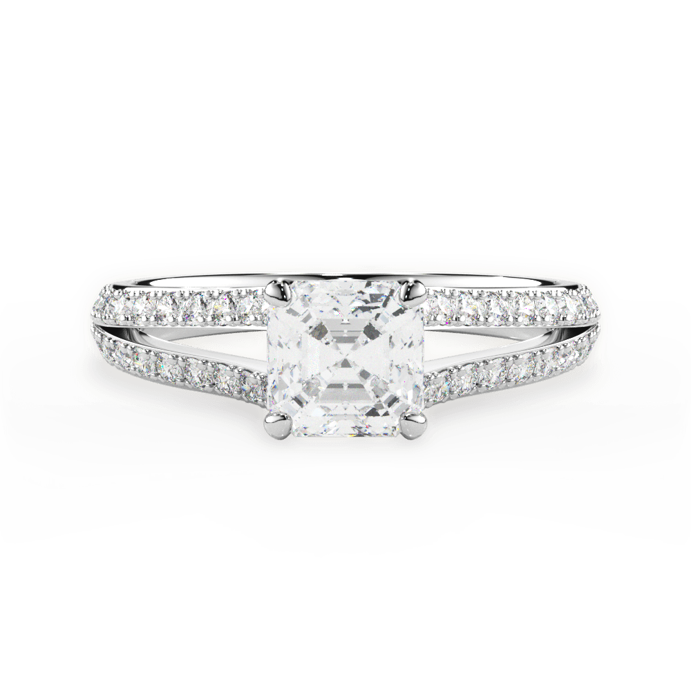 Kendra Asscher Cut Lab Grown Diamond 14Kt White Gold Engagement Ring