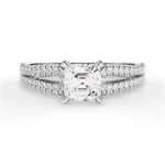 Jessica Asscher Cut Lab Grown Diamond 18Kt White Gold Engagement Ring