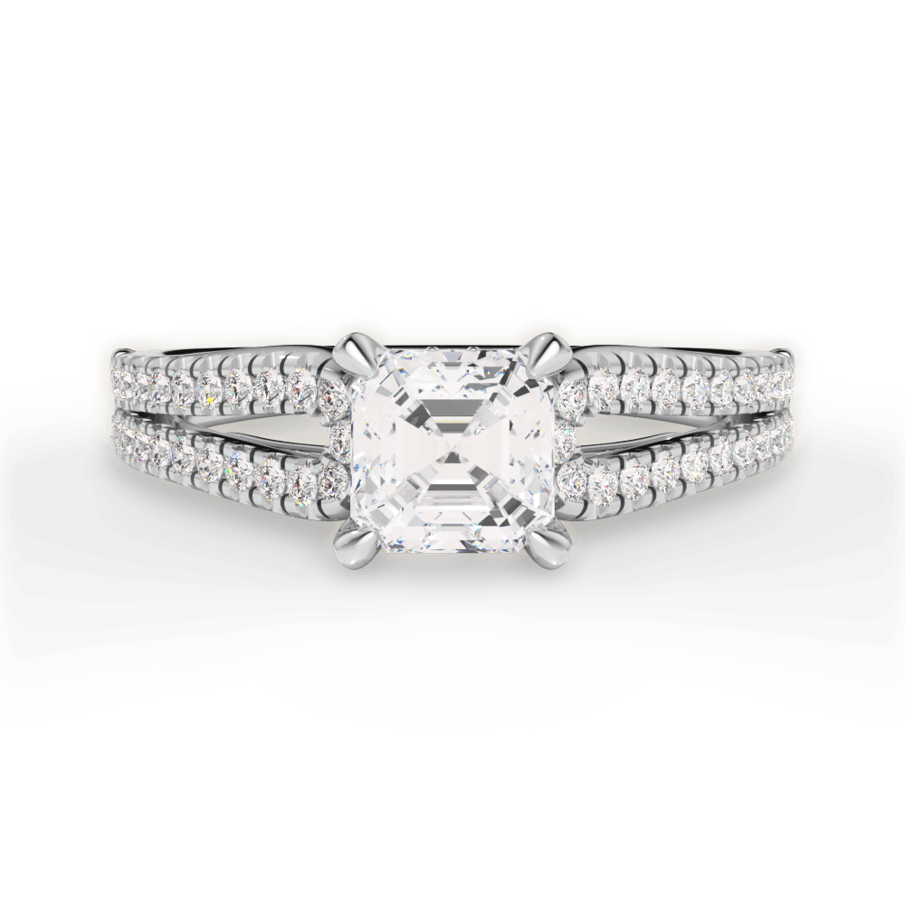 Jessica Asscher Cut Lab Grown Diamond 14Kt White Gold Engagement Ring
