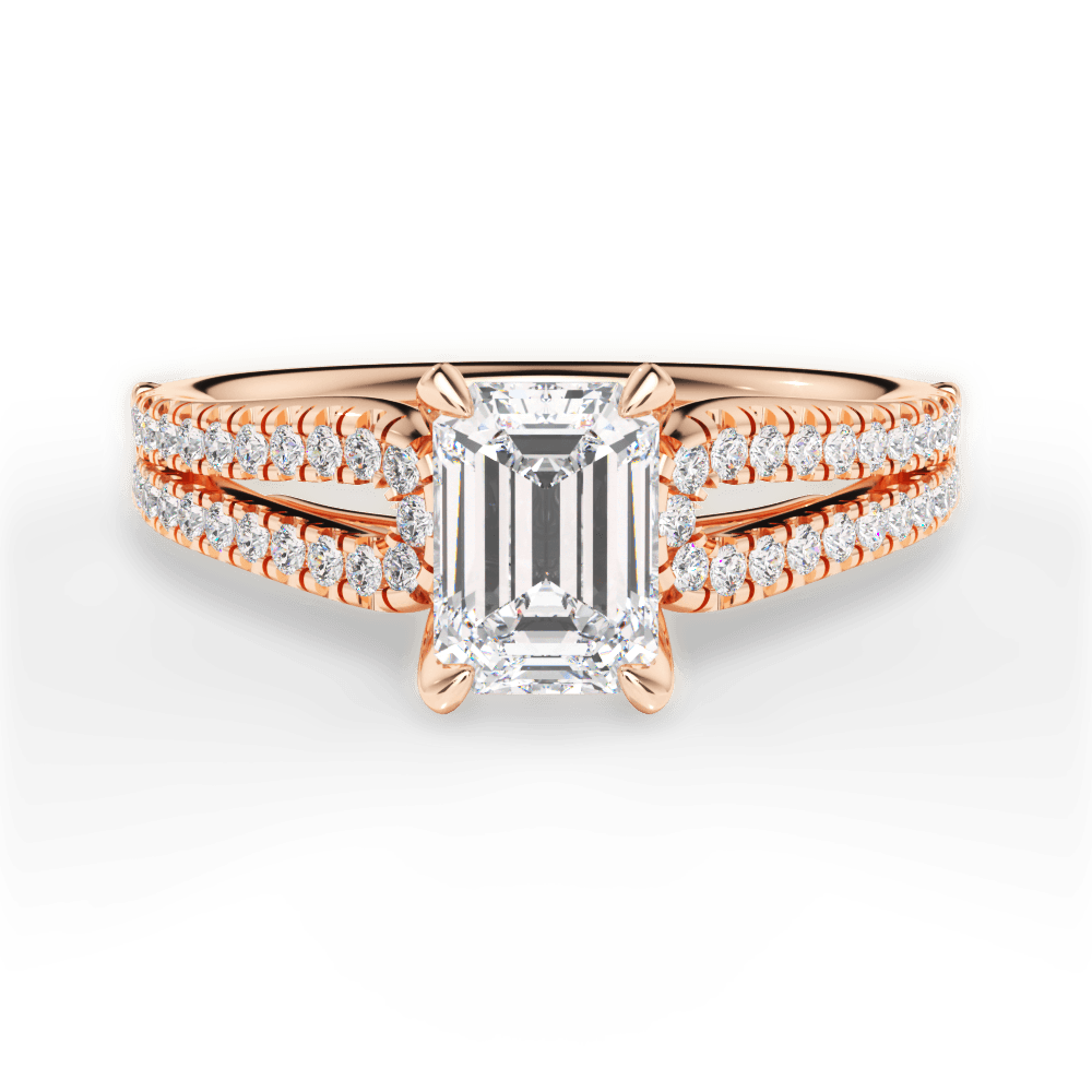 Jessica Emerald Cut Lab Grown Diamond 18Kt Rose Gold Engagement Ring