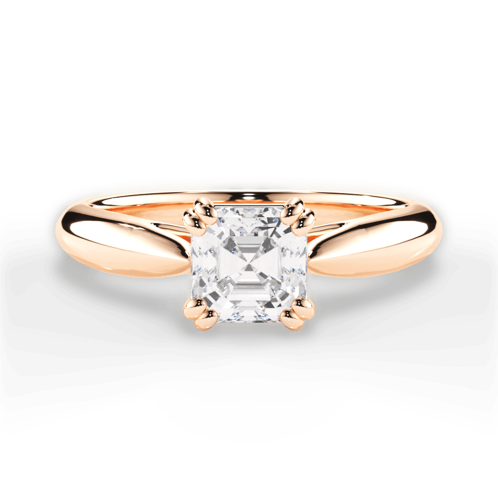 Gillian Asscher Cut Lab Grown Diamond 18Kt Rose Gold Engagement Ring