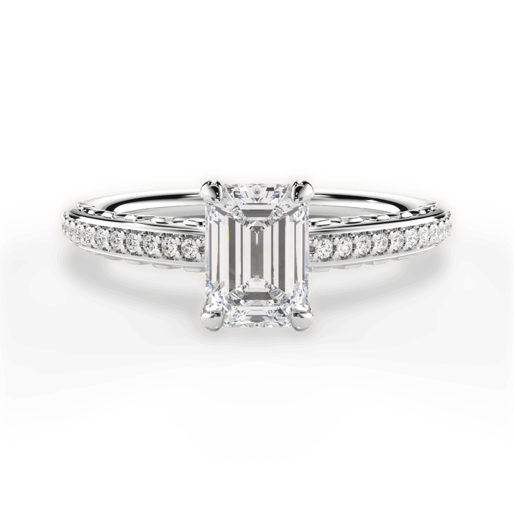 Caroline Emerald Cut Lab Grown Diamond 14Kt White Gold Engagement Ring