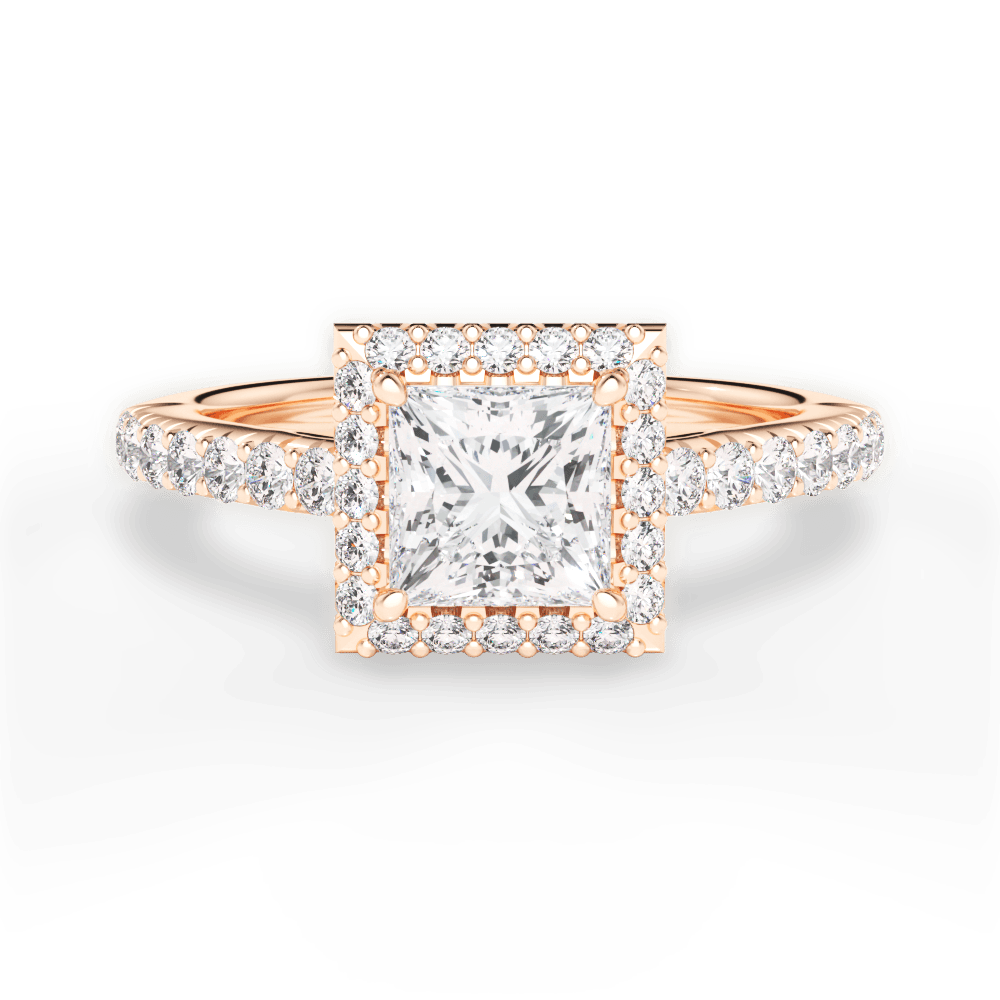 Kathleen Princess Cut Lab Grown Diamond 18Kt Rose Gold Engagement Ring