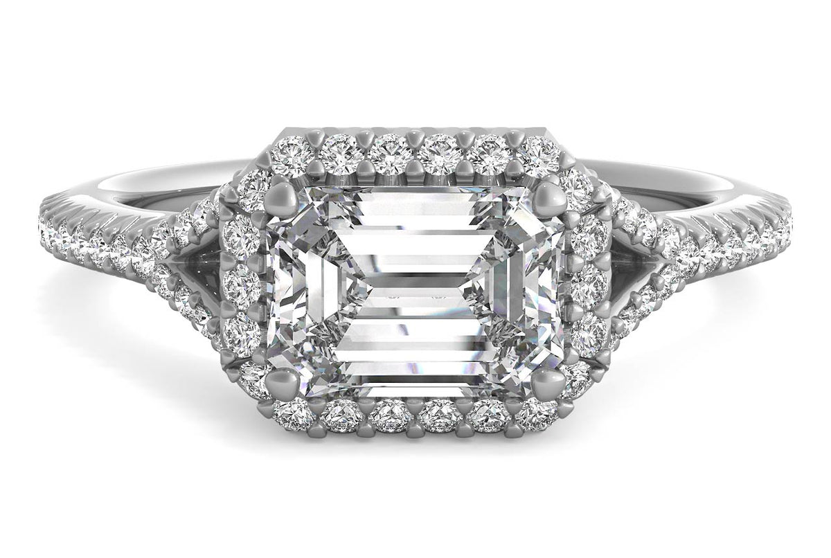 Kate Emerald Cut Lab Grown Diamond Platinum Engagement Ring