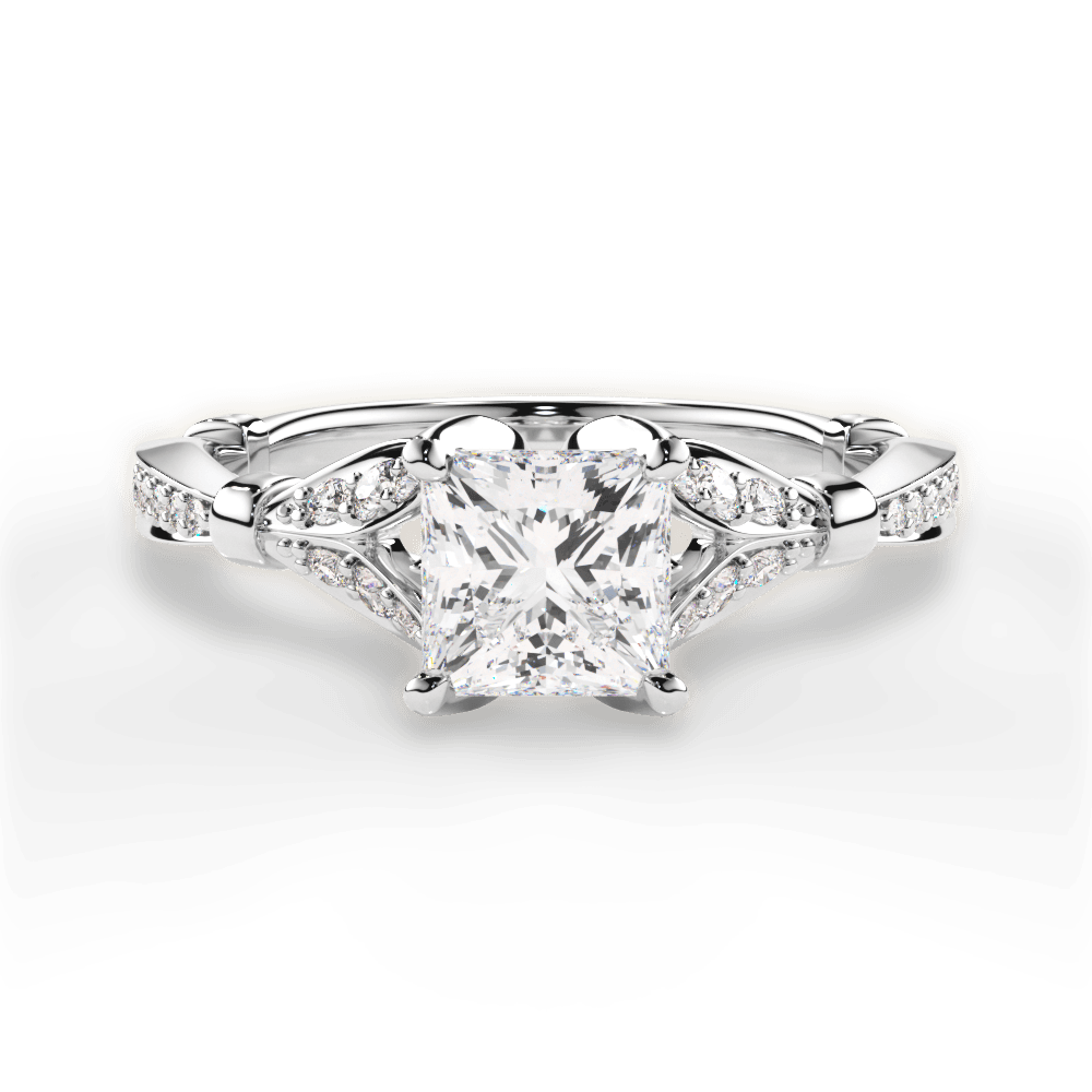 Geraldine Princess Cut Lab Grown Diamond 14Kt White Gold Engagement Ring