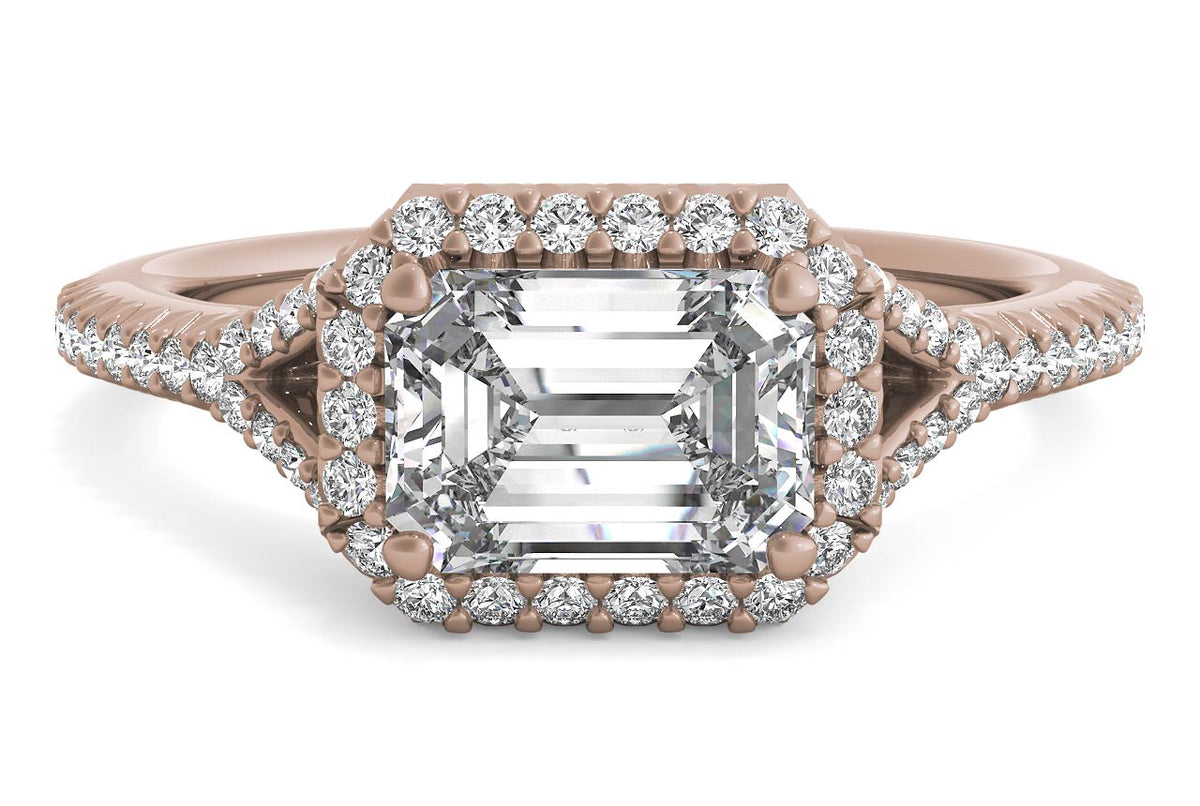 Kate Emerald Cut Lab Grown Diamond 18Kt Rose Gold Engagement Ring