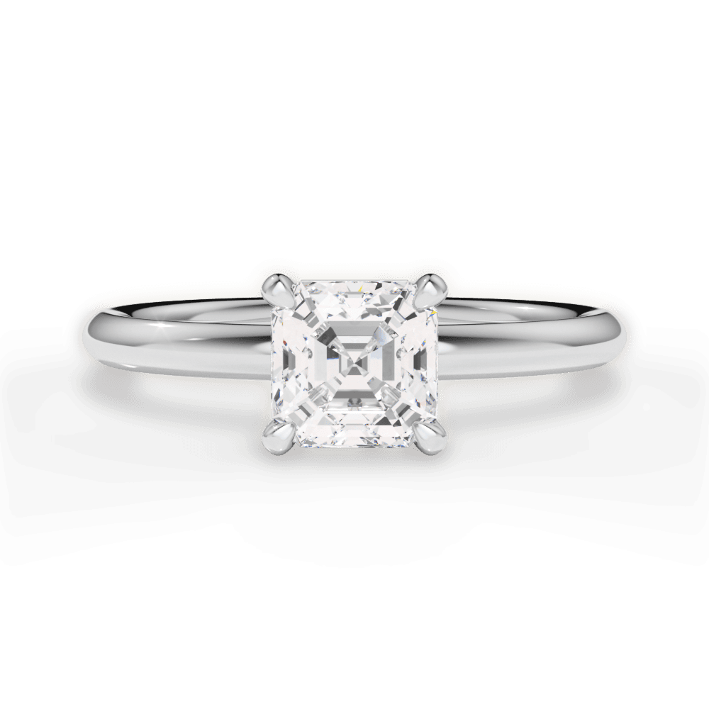 Brenda Asscher Cut Lab Grown Diamond Platinum Engagement Ring