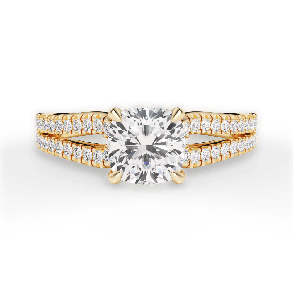 Jessica Cushion Cut Lab Grown Diamond 18Kt Yellow Gold Engagement Ring