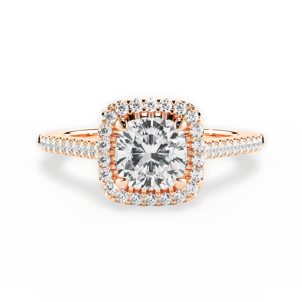 Jeanne Cushion Cut Lab Grown Diamond 18Kt Rose Gold Engagement Ring