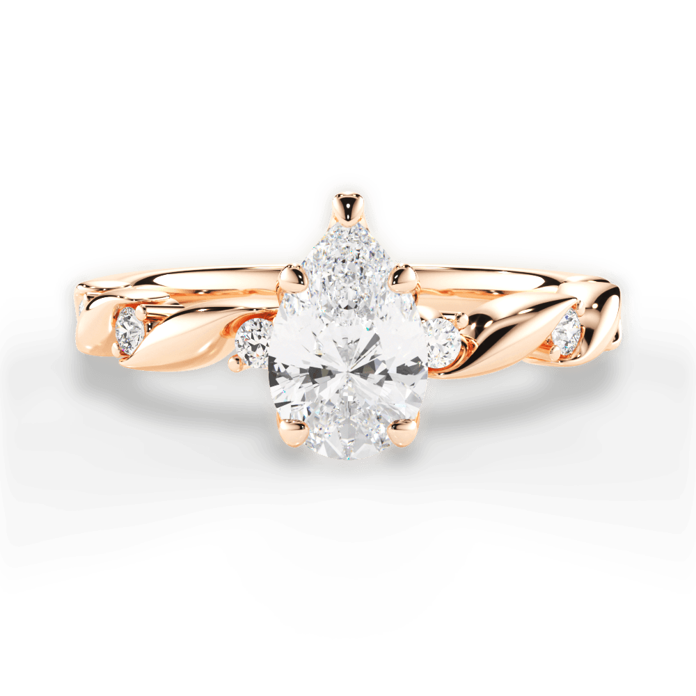 Emma Pear Cut Lab Grown Diamond 18Kt Rose Gold Engagement Ring