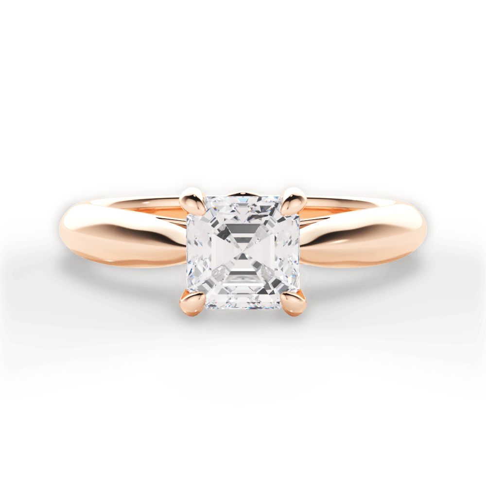 Dolores Asscher Cut Lab Grown Diamond 18Kt Rose Gold Engagement Ring