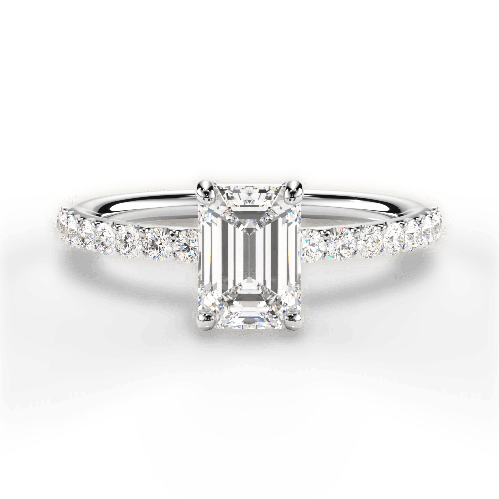 Elsie Emerald Cut Lab Grown Diamond 14Kt White Gold Engagement Ring