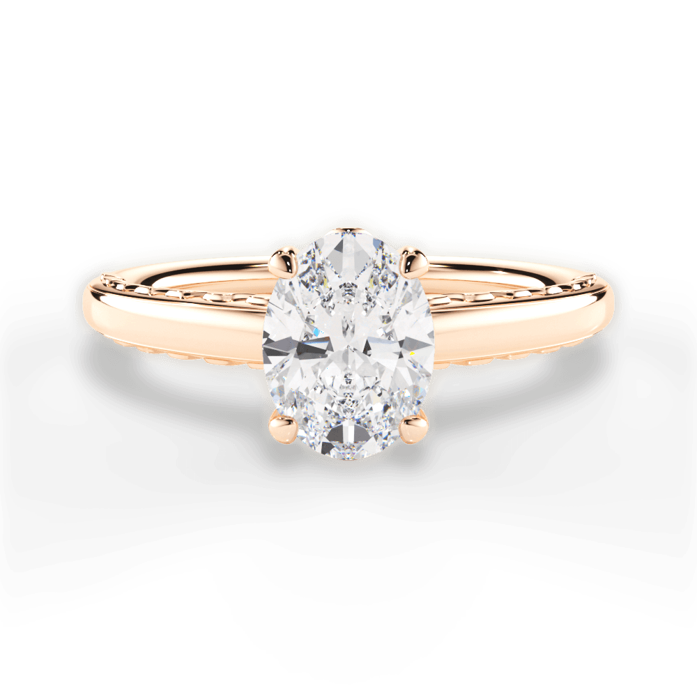 Annette Oval Cut Lab Grown Diamond 18Kt Rose Gold Engagement Ring