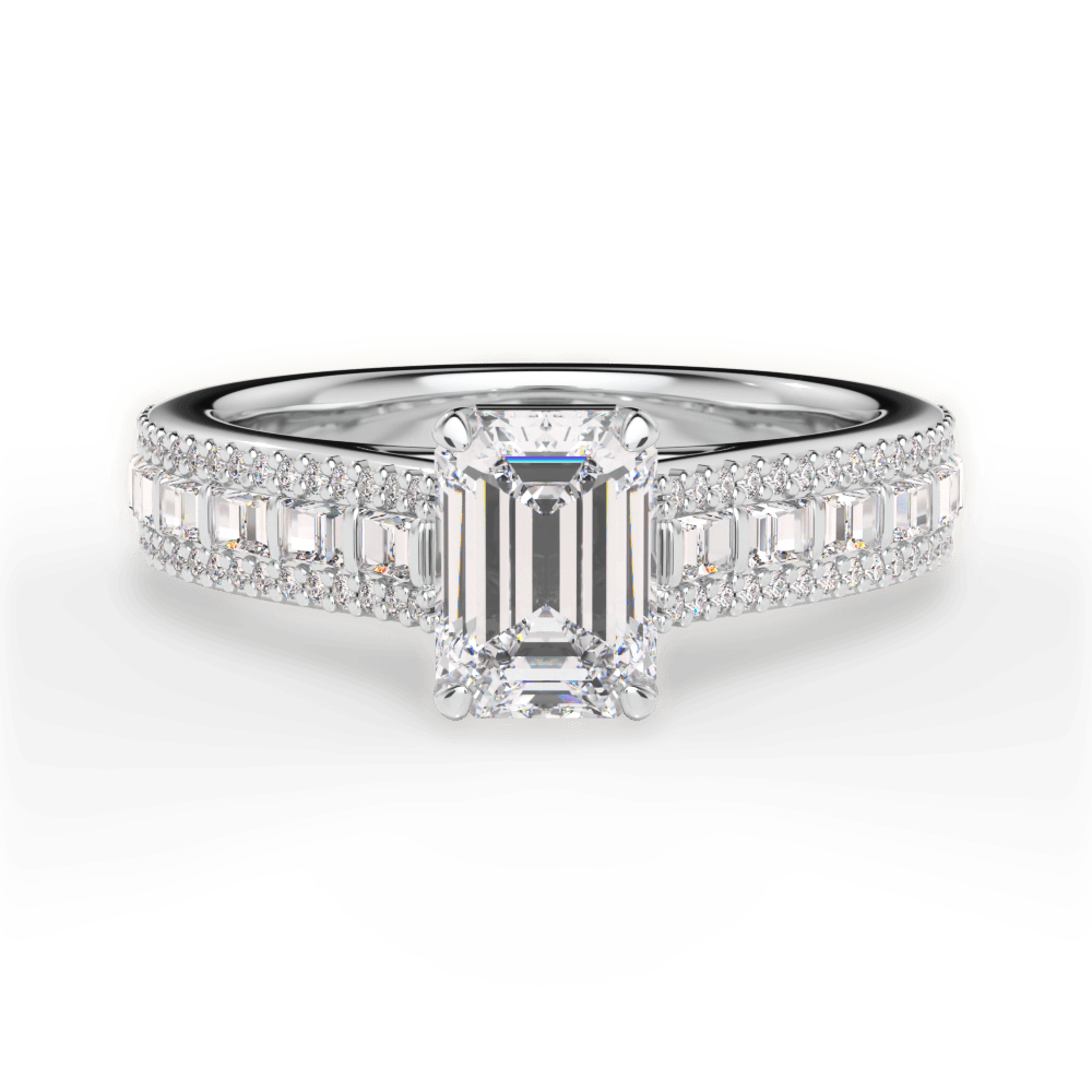 Lynn Emerald Cut Lab Grown Diamond 14Kt White Gold Engagement Ring