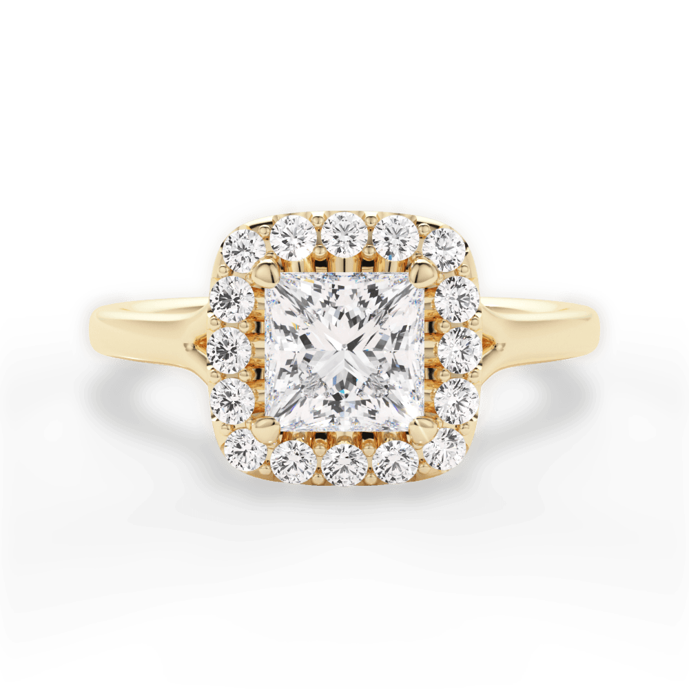 Geneva Princess Cut Lab Grown Diamond 18Kt Yellow Gold Engagement Ring