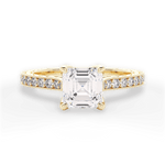 Gilda Asscher Cut Lab Grown Diamond 18Kt Yellow Gold Engagement Ring