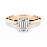 Florence Emerald Cut Lab Grown Diamond 18Kt Rose Gold Engagement Ring