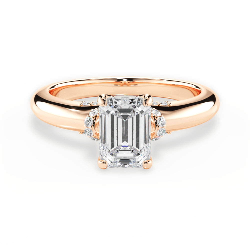Florence Emerald Cut Lab Grown Diamond 18Kt Rose Gold Engagement Ring