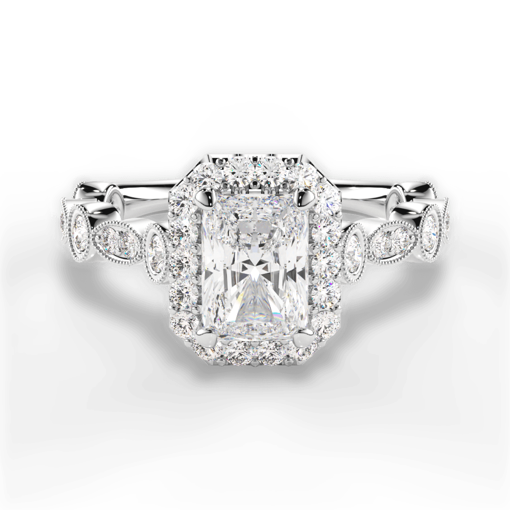 Irene Radiant Cut Lab Grown Diamond 14Kt White Gold Engagement Ring