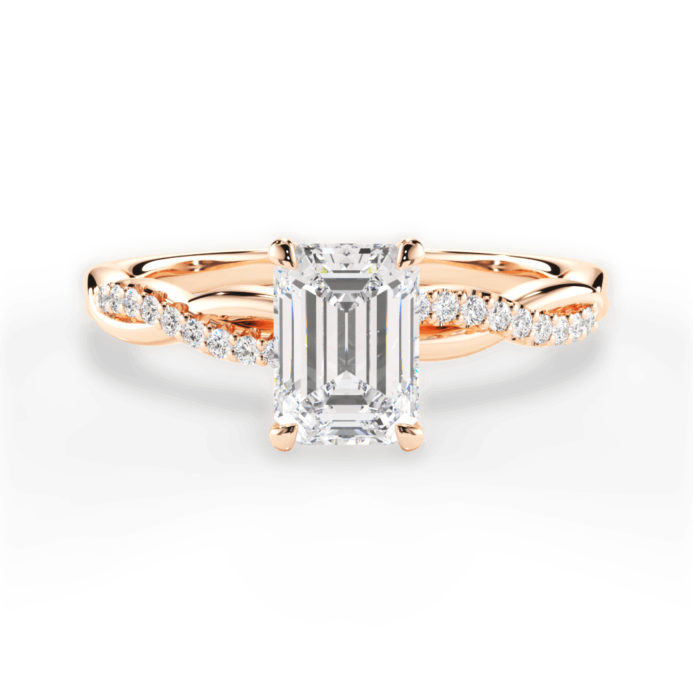 Charlotte Emerald Cut Lab Grown Diamond 18Kt Rose Gold Engagement Ring