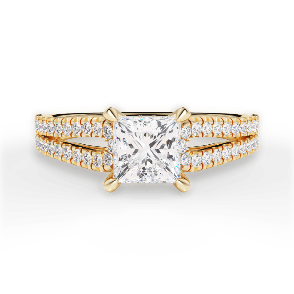 Jessica Princess Cut Lab Grown Diamond 18Kt Yellow Gold Engagement Ring