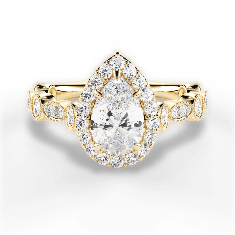 Irene Pear Cut Lab Grown Diamond 18Kt Yellow Gold Engagement Ring