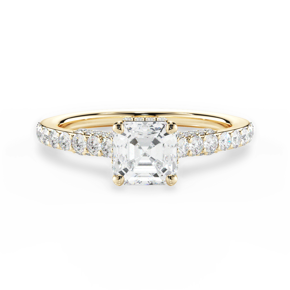 Laura Asscher Cut Lab Grown Diamond 18Kt Yellow Gold Engagement Ring