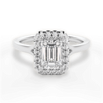 Geneva Emerald Cut Lab Grown Diamond Platinum Engagement Ring