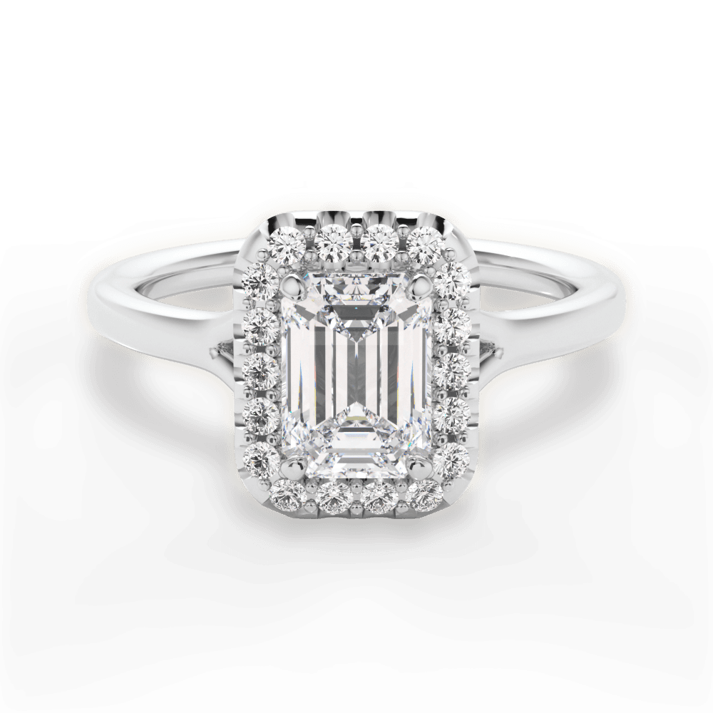 Geneva Emerald Cut Lab Grown Diamond Platinum Engagement Ring