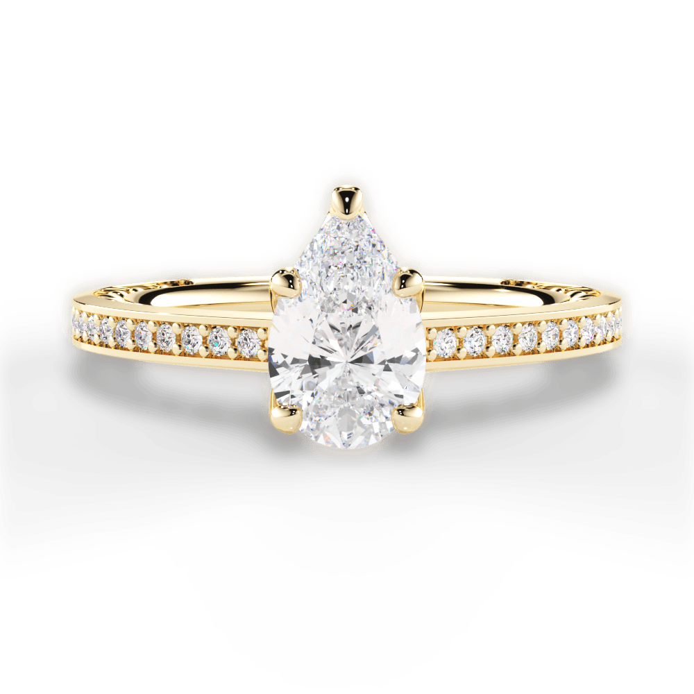 Donna Pear Cut Lab Grown Diamond 18Kt Yellow Gold Engagement Ring