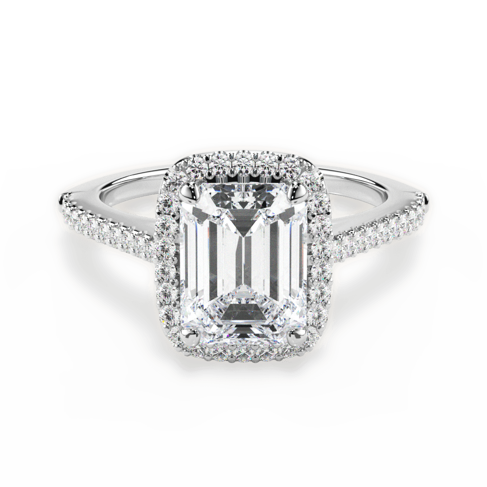 Jeanne Emerald Cut Lab Grown Diamond Platinum Engagement Ring