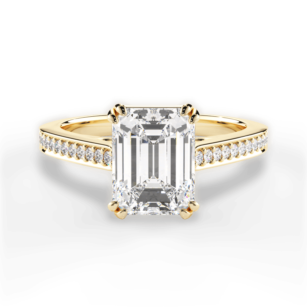 Denise Emerald Cut Lab Grown Diamond 18Kt Yellow Gold Engagement Ring