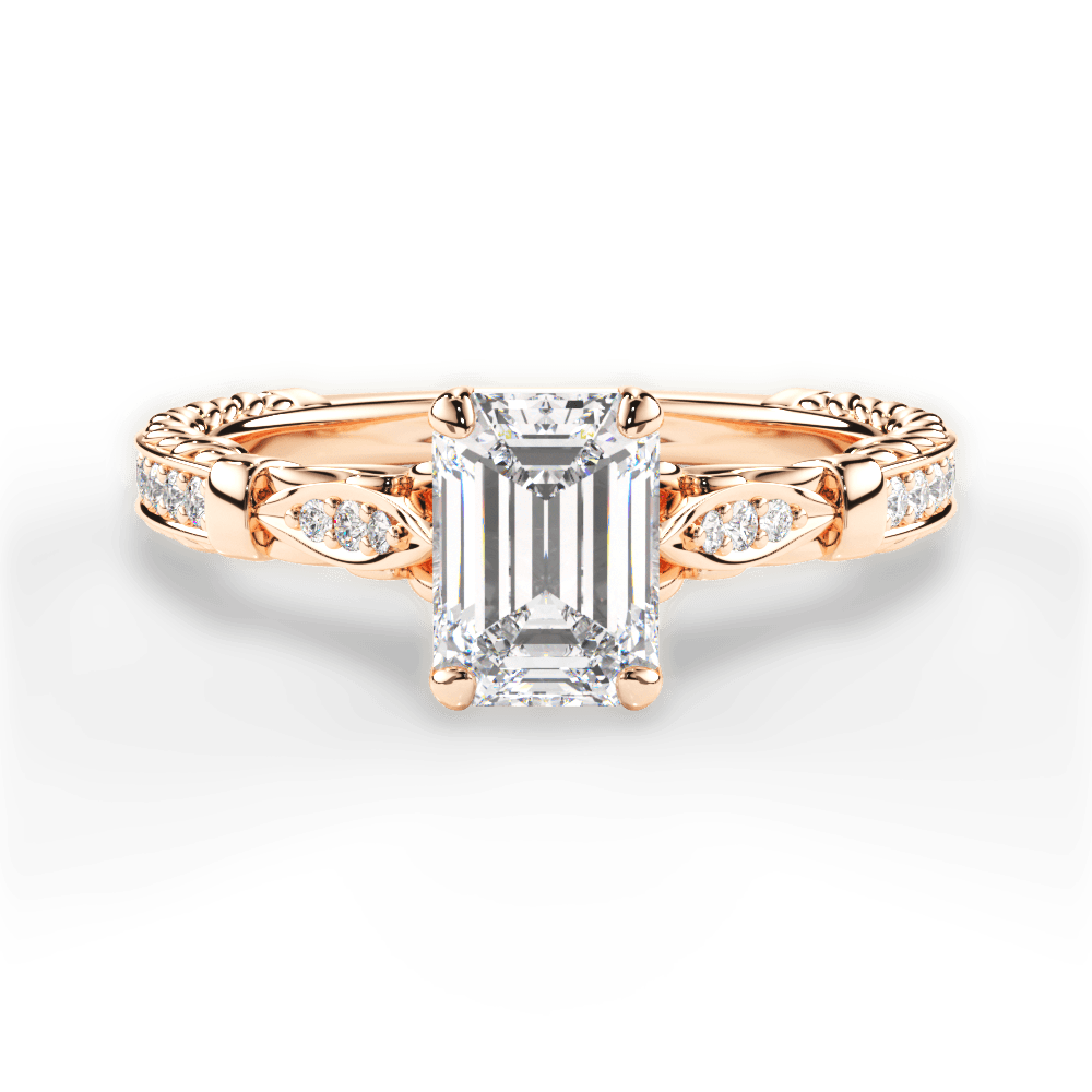 Gabriela Emerald Cut Lab Grown Diamond 18Kt Rose Gold Engagement Ring