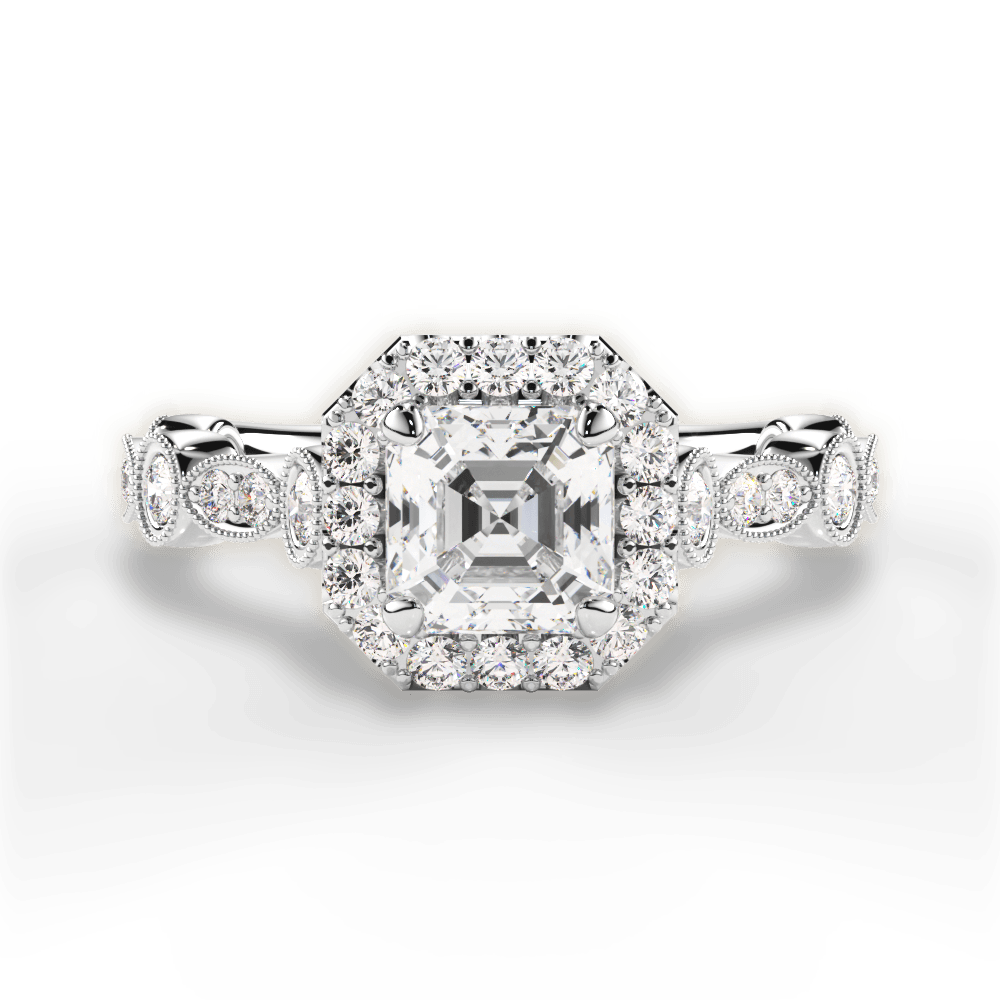 Irene Asscher Cut Lab Grown Diamond 14Kt White Gold Engagement Ring