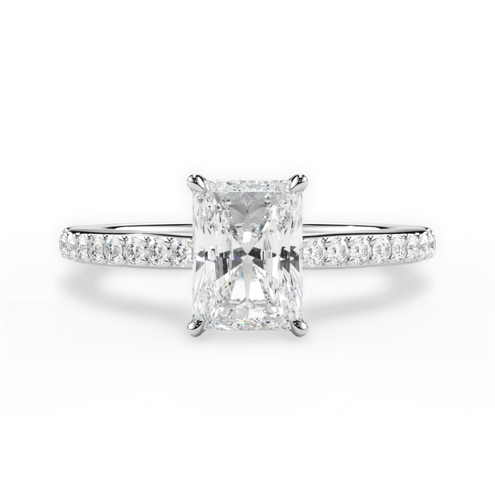 Joan Radiant Cut Lab Grown Diamond 14Kt White Gold Engagement Ring