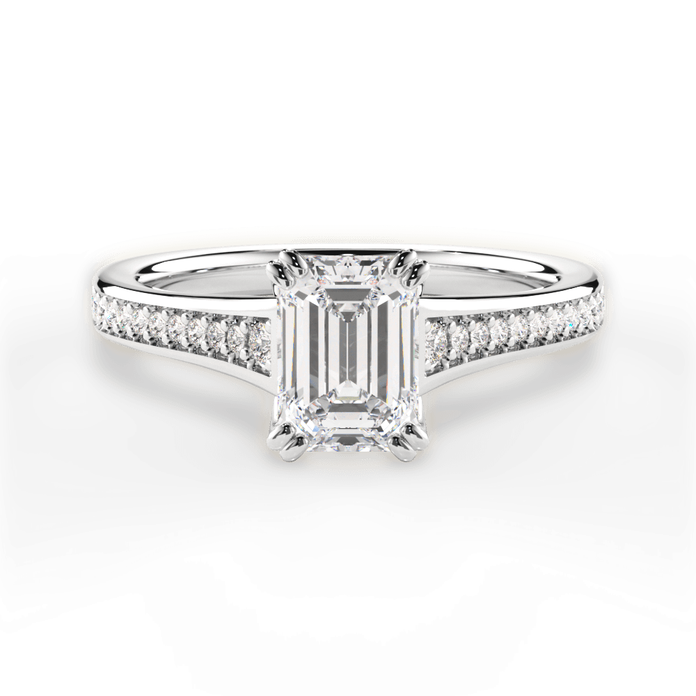 Delia Emerald Cut Lab Grown Diamond 18Kt White Gold Engagement Ring