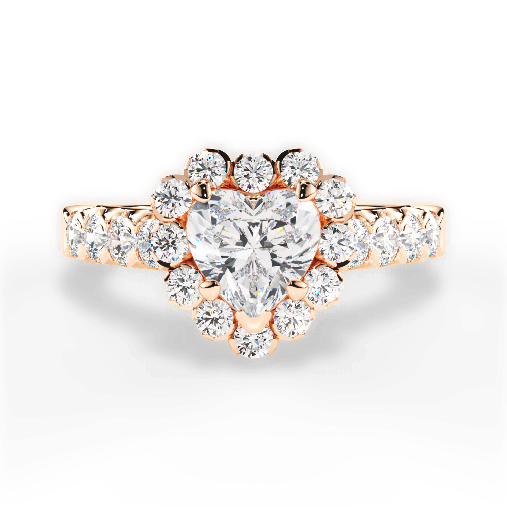 Lacey Heart Cut Lab Grown Diamond 18Kt Rose Gold Engagement Ring